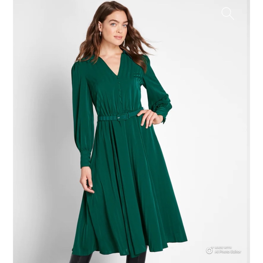 ModCloth Classy Announcement Emerald Green Jacquard Midi Dress NWT 2